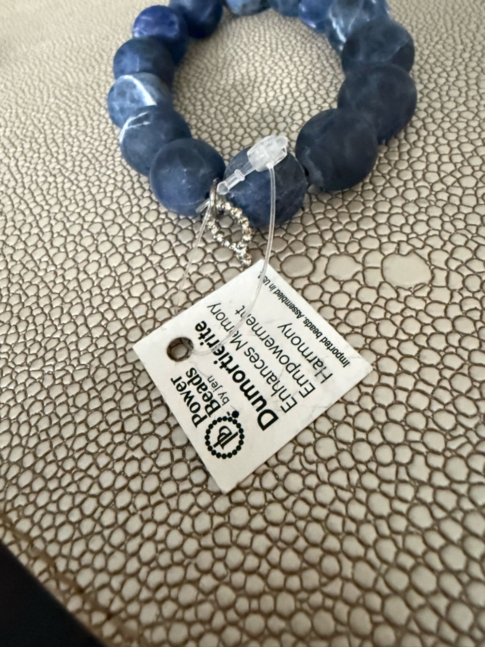 Dumortierite Beaded Stretch Bracelet with Butterfly Charm by PowerBeads by Jen - Picture 3 of 4